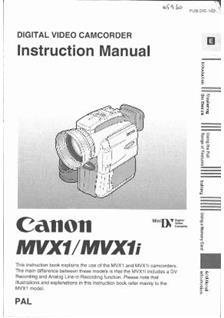 Canon MVX 1 manual. Camera Instructions.